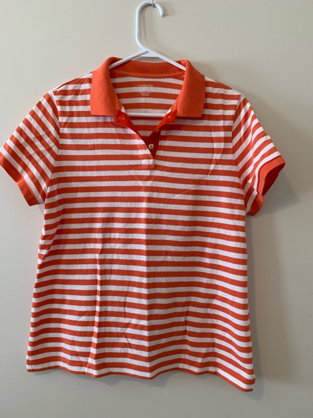 Lands' End Orange and White Striped Tee